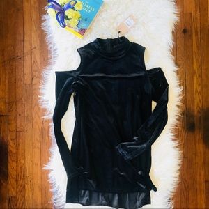 Halogen Velvet Cold Shoulder Top